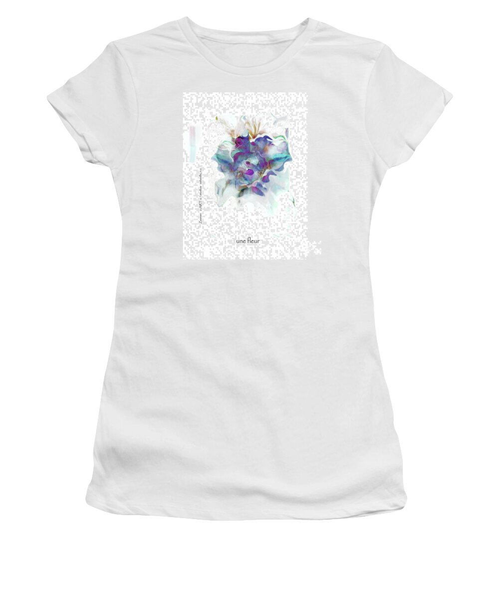 Square Women's T-Shirt featuring the mixed media UNE FLEUR No. 1 by Zsanan Studio