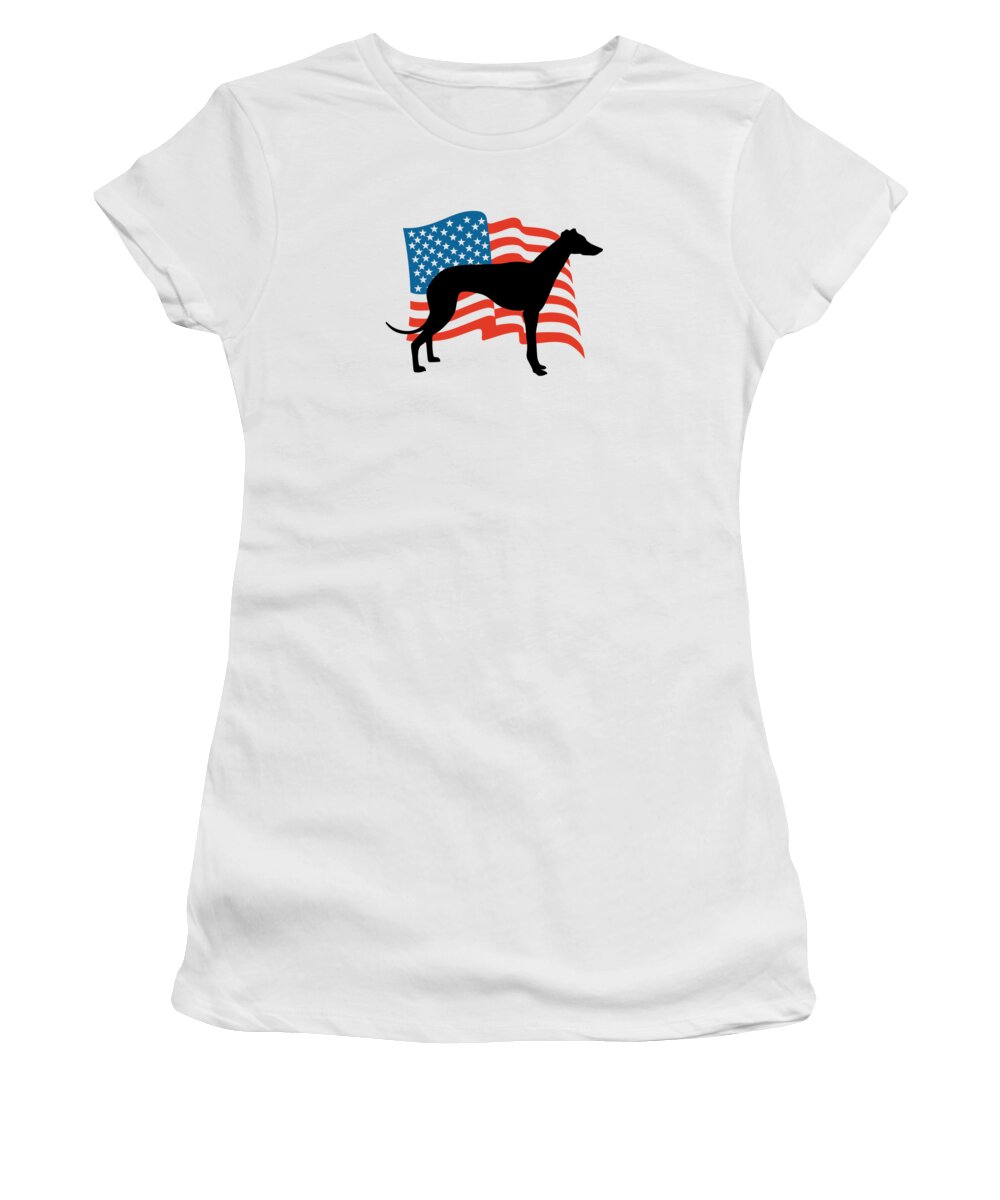 Veterans Day Women's T-Shirt featuring the digital art USA Greyhound Patriotic Dog American Flag by Jacob Zelazny