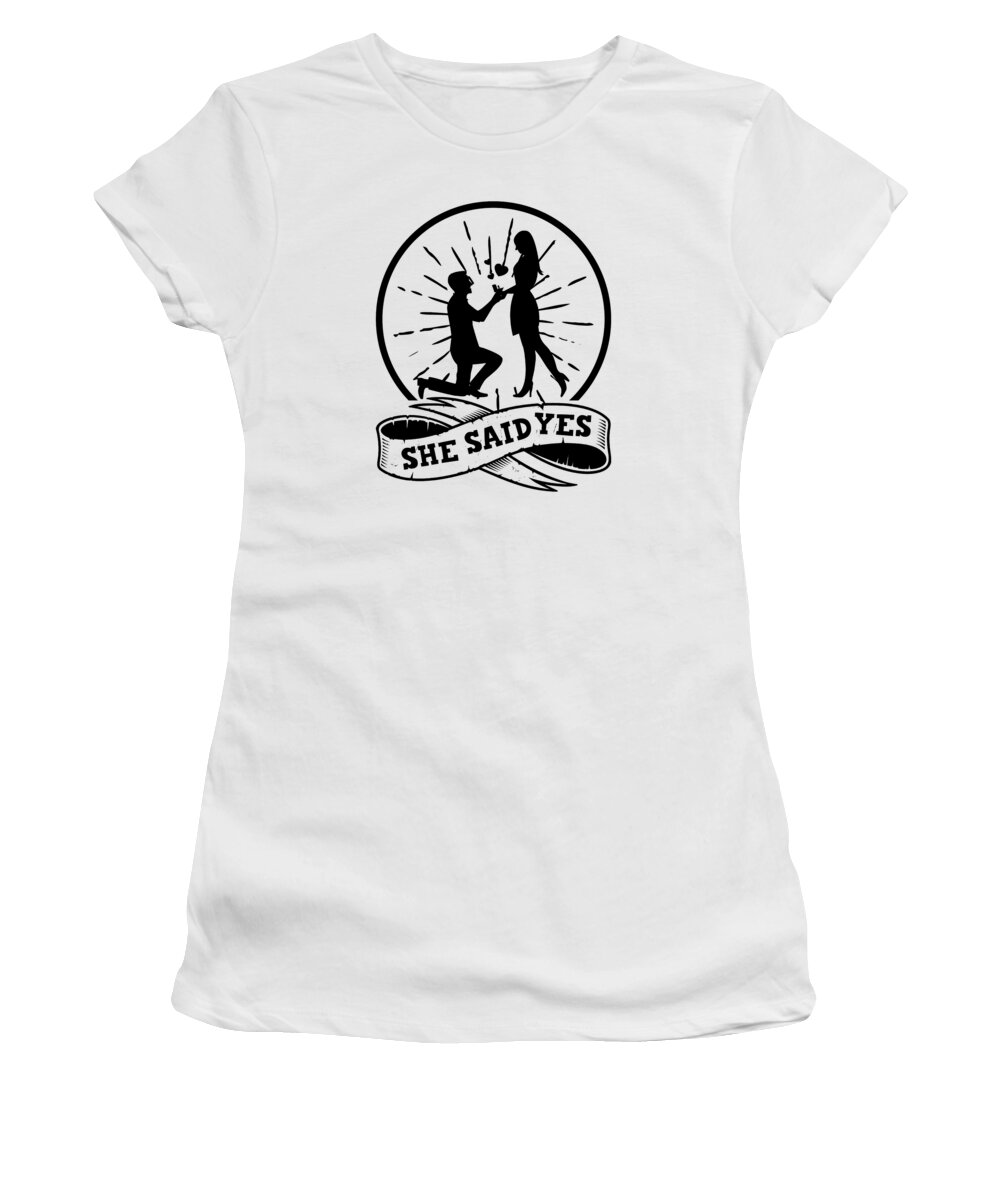 Valentines Women's T-Shirt featuring the digital art Valentines Couple Engagement Proposal Hearts Day by Toms Tee Store