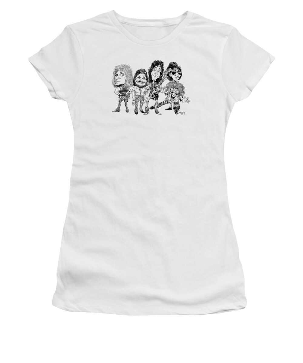 Caricature Women's T-Shirt featuring the drawing Van Halen by Mike Scott