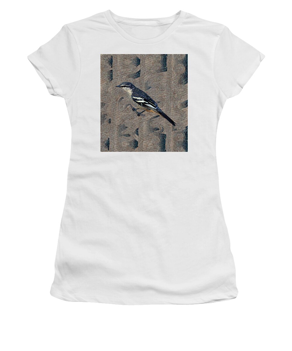 Portrait Women's T-Shirt featuring the drawing Varied Triller Bird Illustration by Joan Stratton