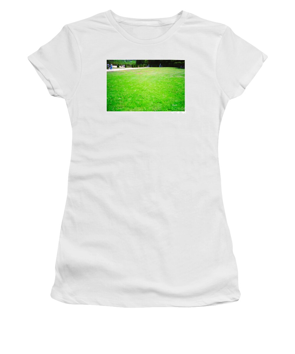 Landscape Women's T-Shirt featuring the painting Versaille Lawn by Donna L Munro