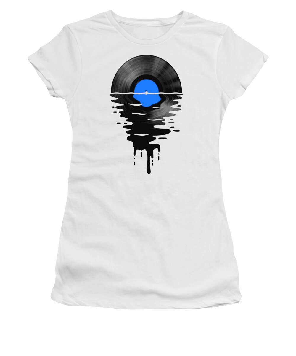 Vinyl Women's T-Shirt featuring the digital art Vinyl LP Record Sunset Blue Merch by Filip Schpindel