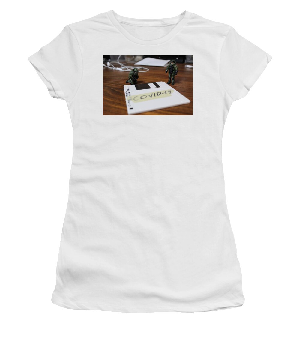 Floppy Disk Women's T-Shirt featuring the photograph Virus by Army Men Around the House