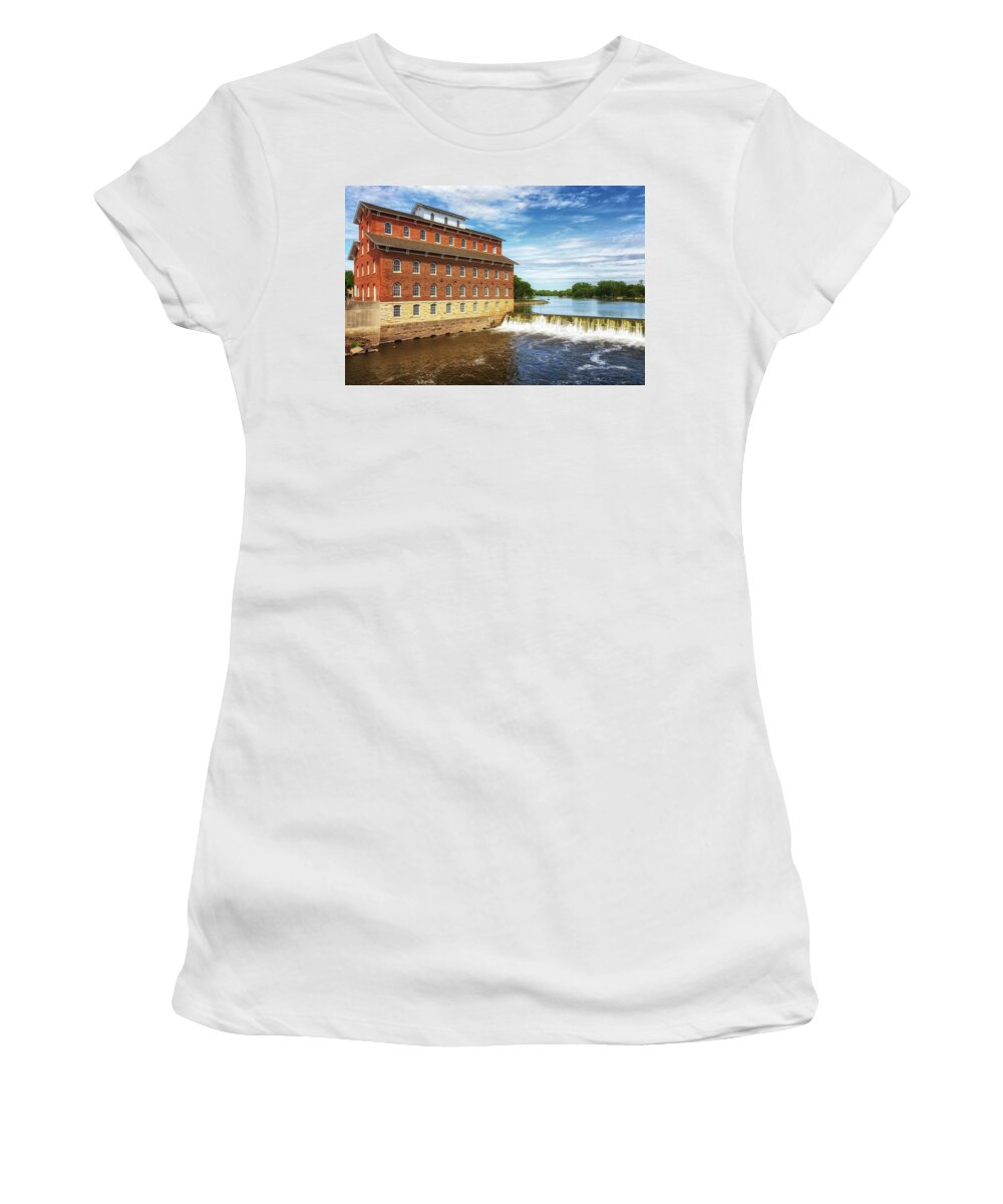 Independence Iowa Women's T-Shirt featuring the photograph Wapsipinicon Mill - Independence Iowa by Susan Rissi Tregoning