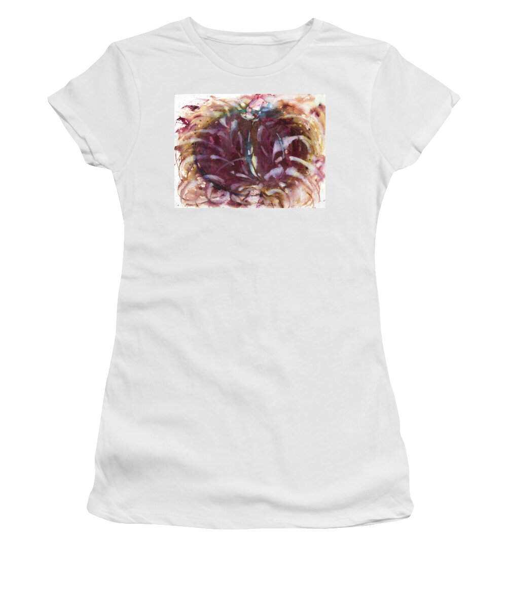  Women's T-Shirt featuring the painting 'Watch out falling chestnut' by Petra Rau