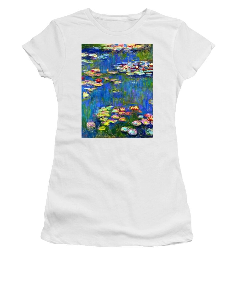 Claude Monet Women's T-Shirt featuring the painting Water Lilies 22. by Claude Monet