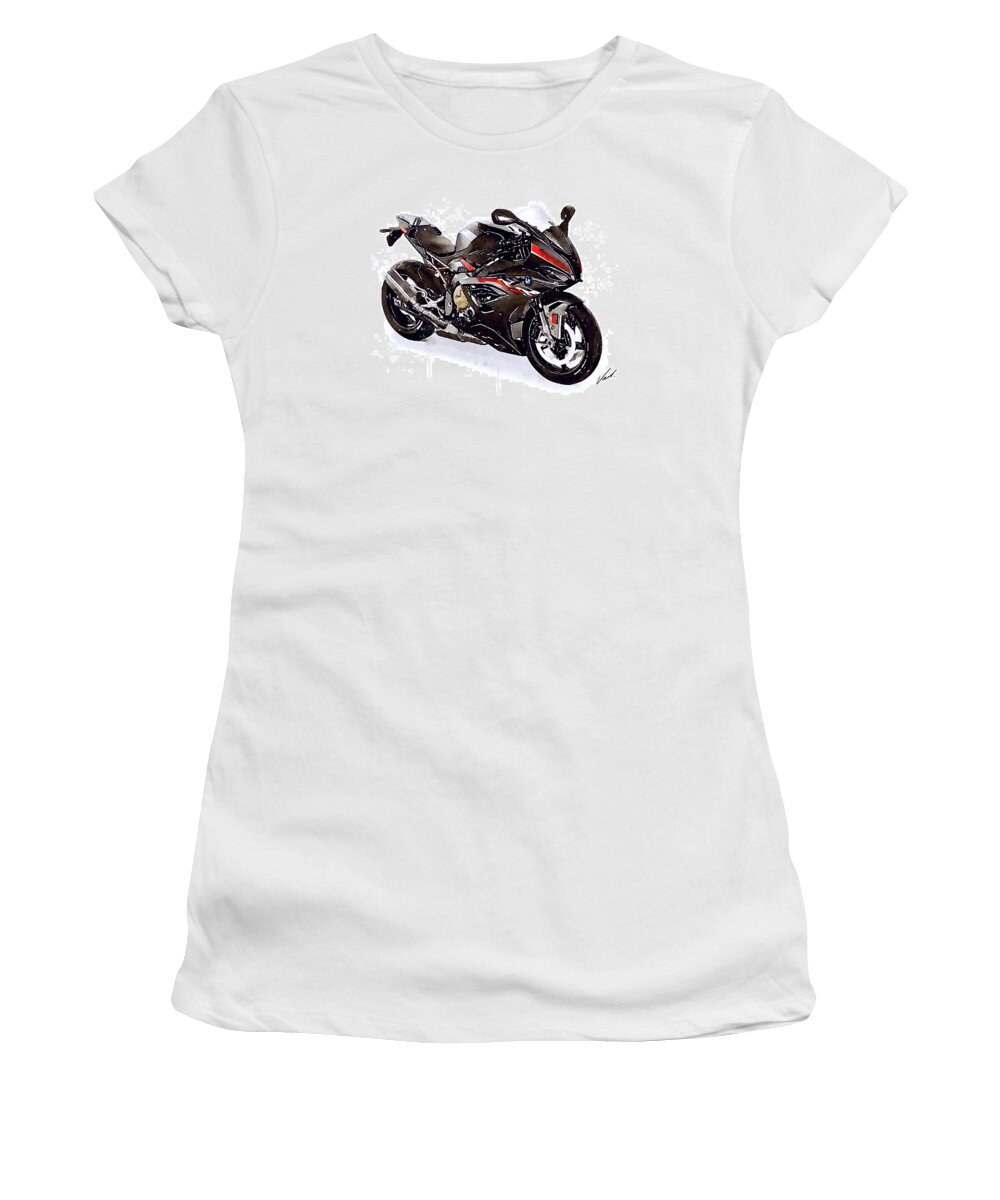 Watercolor Motorcycle BMW S1000RR black 2022 original artwork by
