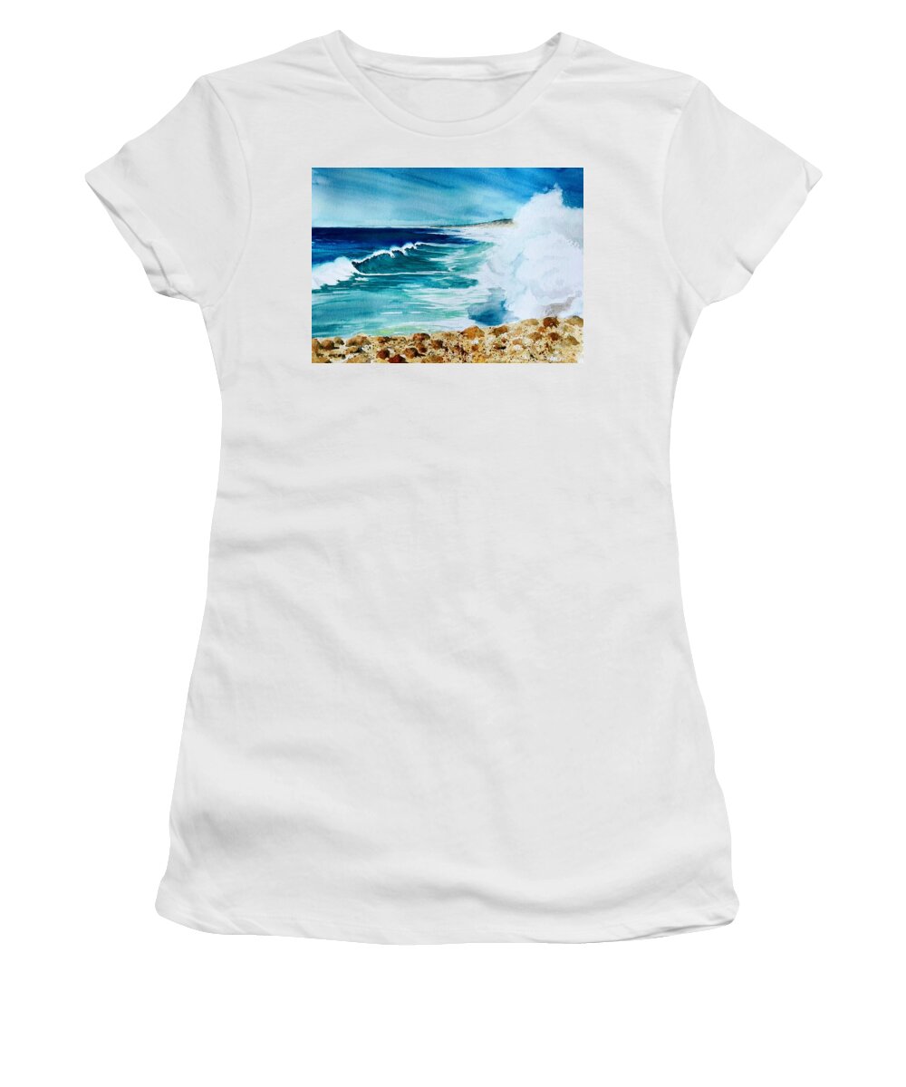 Sea Women's T-Shirt featuring the painting West Coast Waves by Sandie Croft