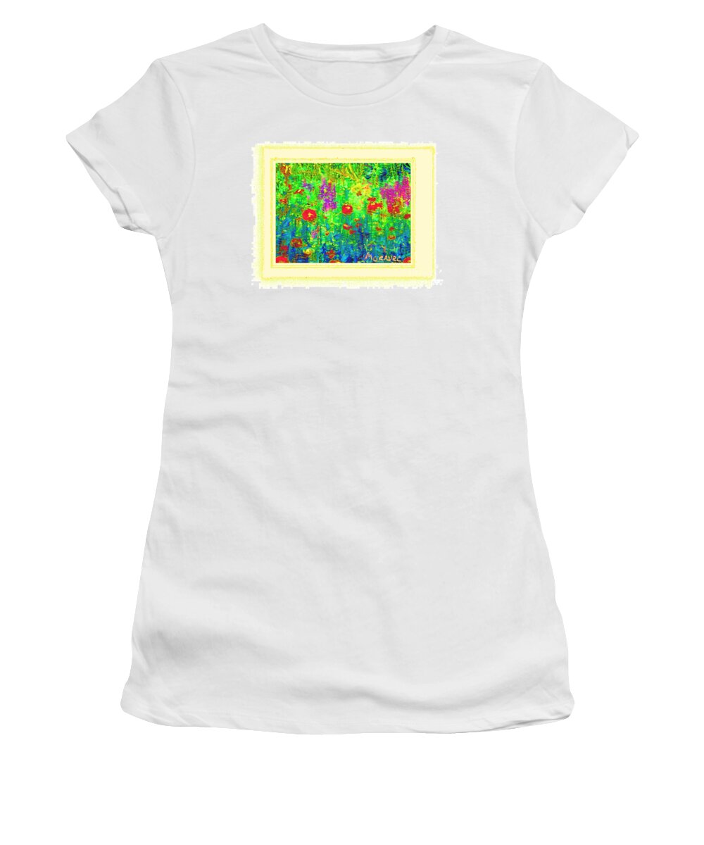 Field Women's T-Shirt featuring the painting Wildflowers by Shirley Moravec