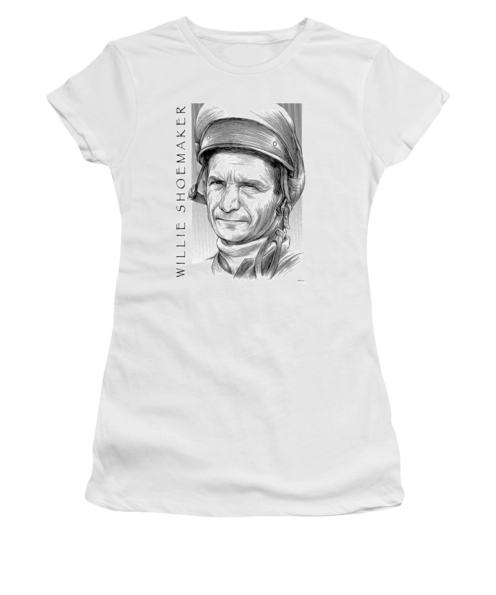 American Women's T-Shirt featuring the drawing Willie Shoemaker by Greg Joens
