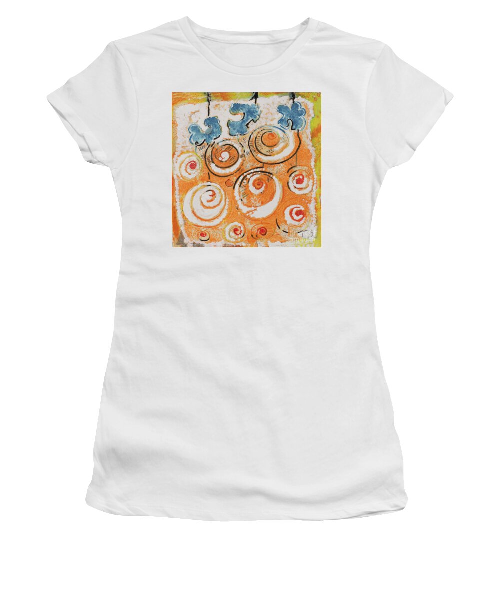 Wind Chimes Women's T-Shirt featuring the mixed media Wind Chimes by Cherie Salerno