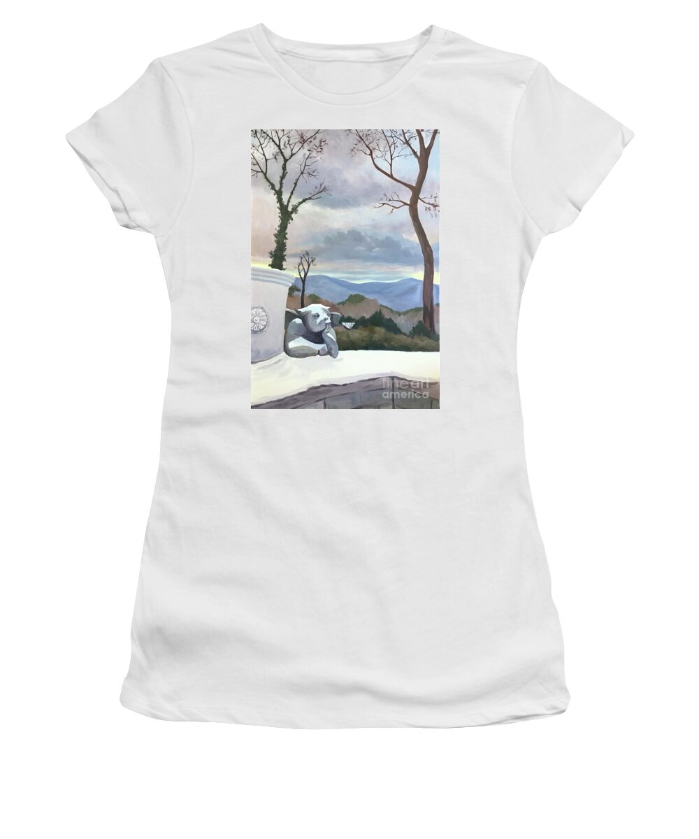Biltmore Women's T-Shirt featuring the painting Winter at the Biltmore by Anne Marie Brown