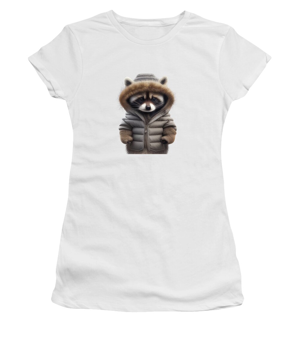 Aboutpassion Women's T-Shirt featuring the digital art Winter Badger in Coat by About Passion Art