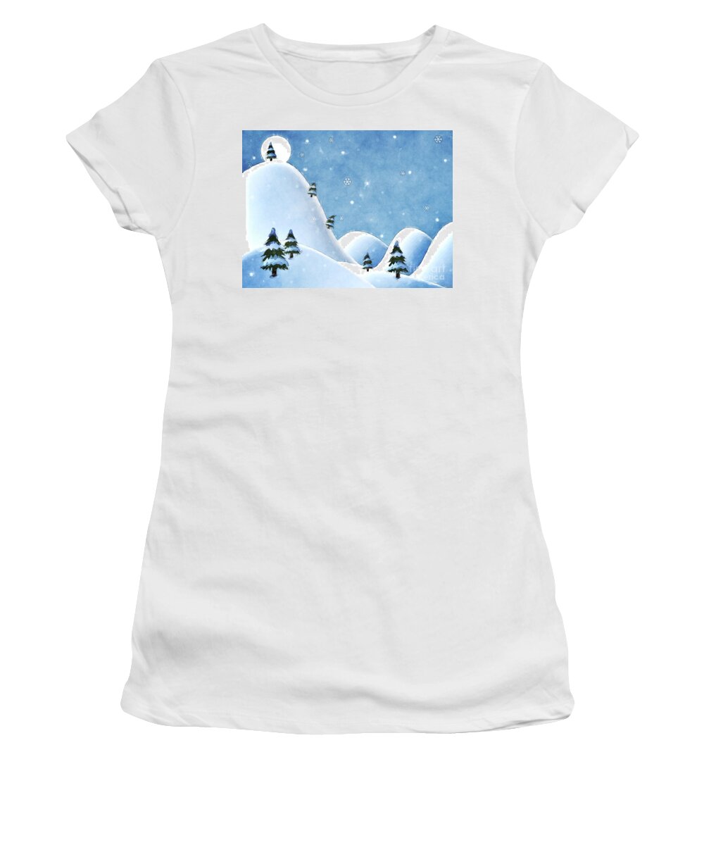 Winter Women's T-Shirt featuring the digital art Winter Moon by Phil Perkins