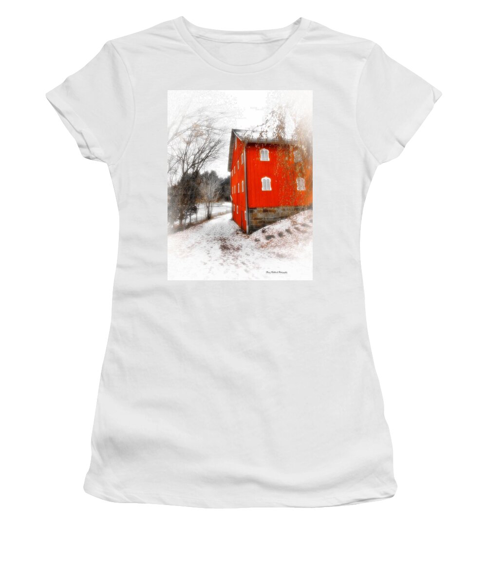 Barn Women's T-Shirt featuring the photograph Winter Ohio Barn by Mary Walchuck
