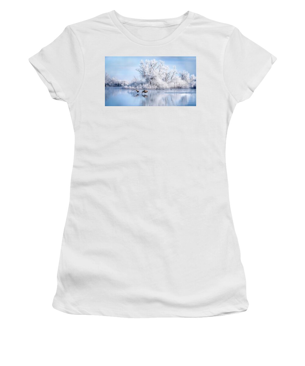 Winter Women's T-Shirt featuring the photograph Winter Reflection by Judi Dressler