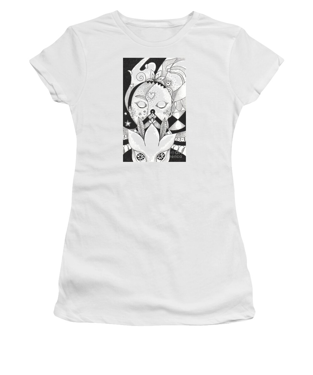 With Gratitude And Grace By Helena Tiainen Women's T-Shirt featuring the drawing With Gratitude and Grace by Helena Tiainen