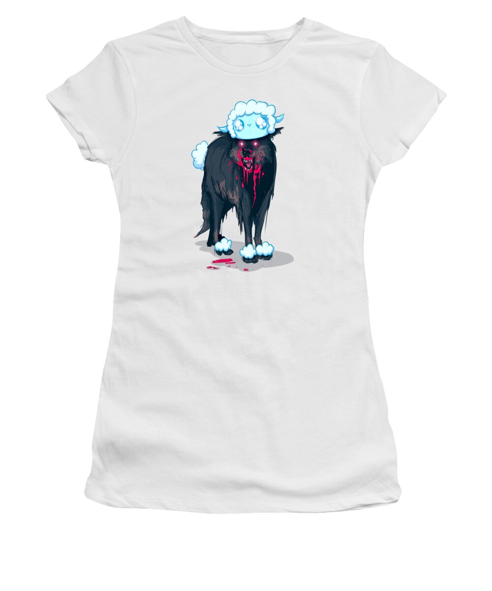 Wolf Women's T-Shirt featuring the digital art Wolf Sheep by Ludwig Van Bacon