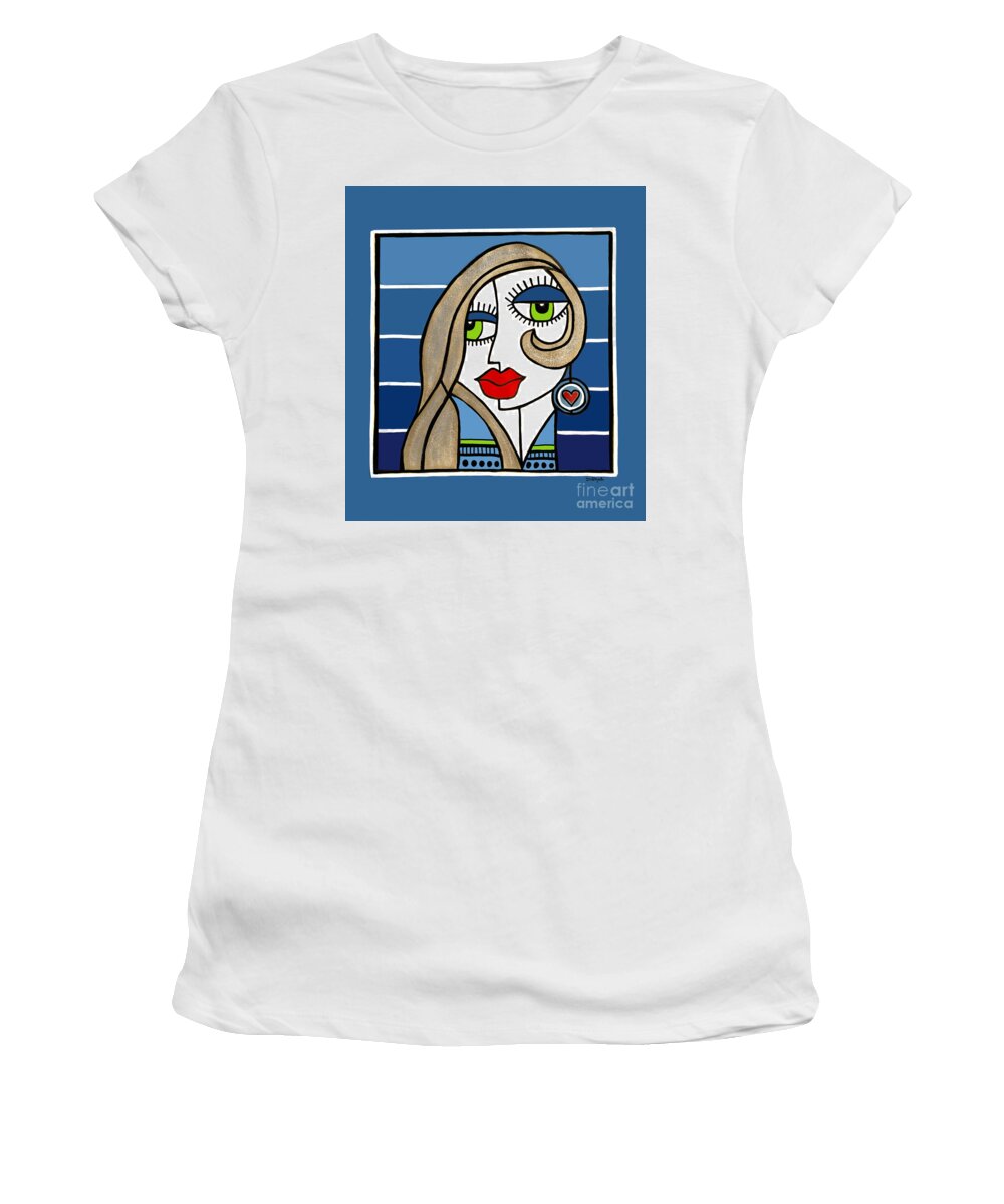 Woman Women's T-Shirt featuring the digital art Woman with Earring by Diana Rajala