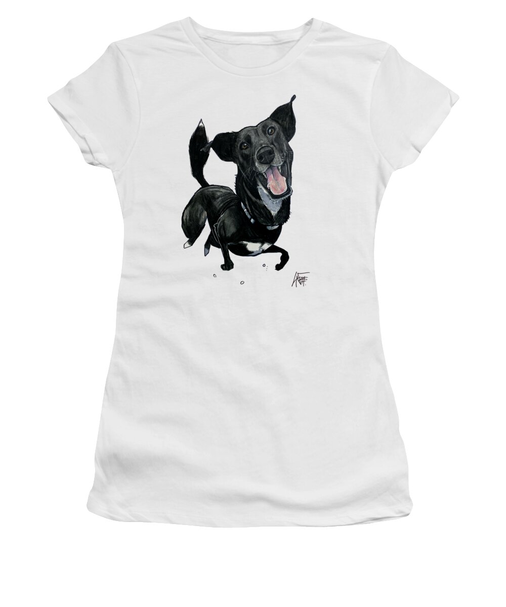 Wrobel Women's T-Shirt featuring the drawing Wrobel 5282 by Canine Caricatures By John LaFree