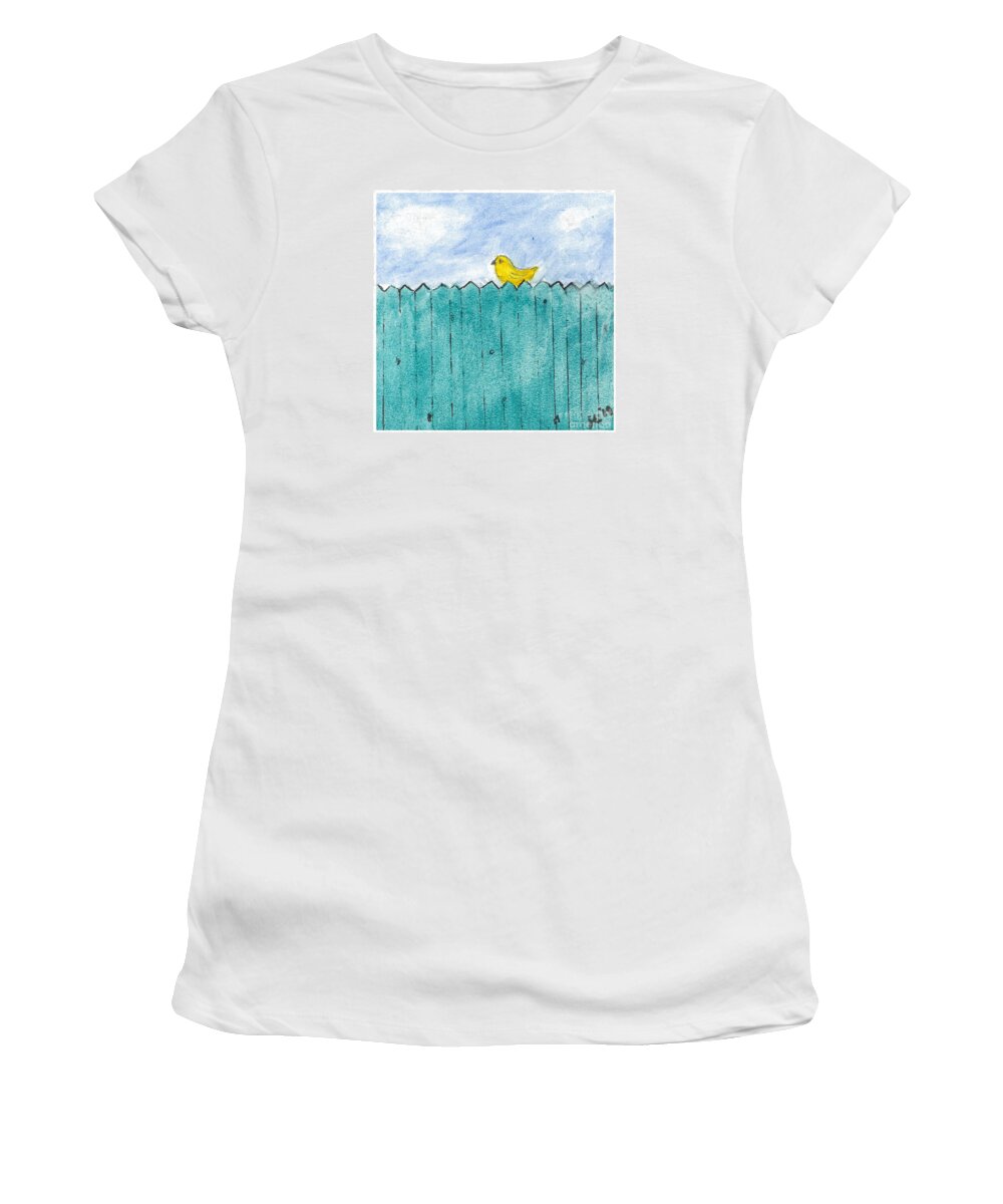 Water Women's T-Shirt featuring the painting Yellow Bird by Loretta Coca