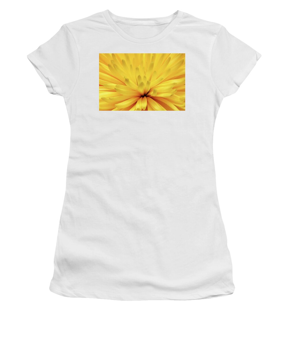 Flower Women's T-Shirt featuring the photograph Yellow Chrysanthemum Flower Macro by Mikhail Kokhanchikov