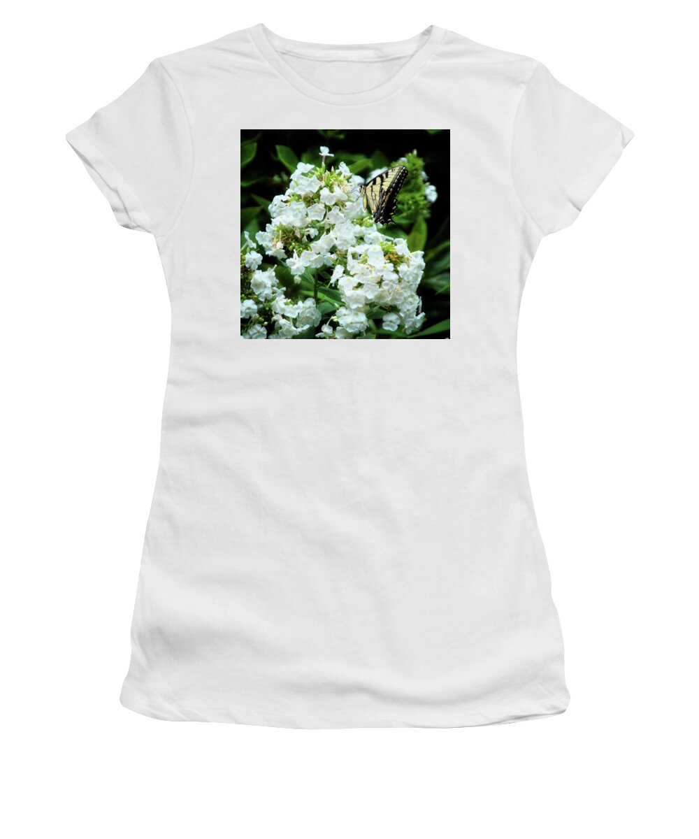 Butterfly Women's T-Shirt featuring the photograph Yellow Swallowtail and Bloom by George Taylor