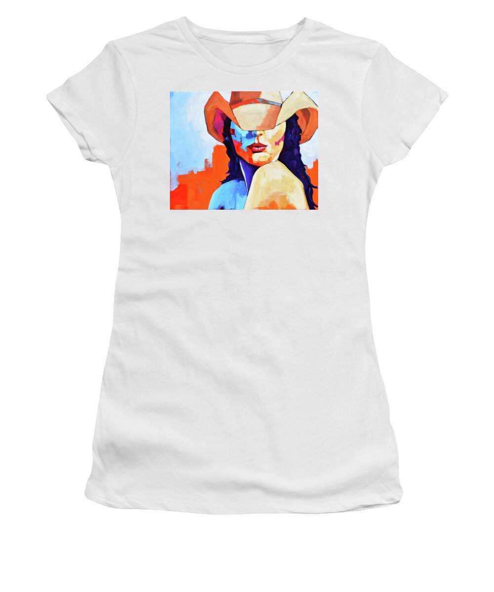 Cowgirl Women's T-Shirt featuring the painting You Know How to Whistle Don't You? by D R Jones
