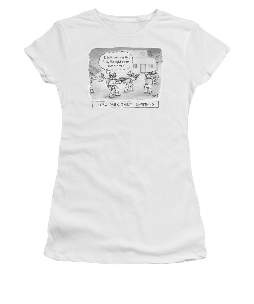 Captionless Women's T-Shirt featuring the drawing Zero Dark Thirty Something by Tom Toro
