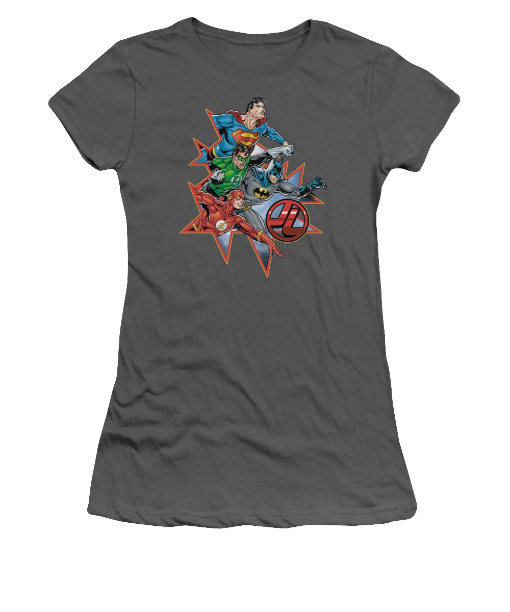 Justice League Of America Women's T-Shirt featuring the digital art Jla - Starburst by Brand A