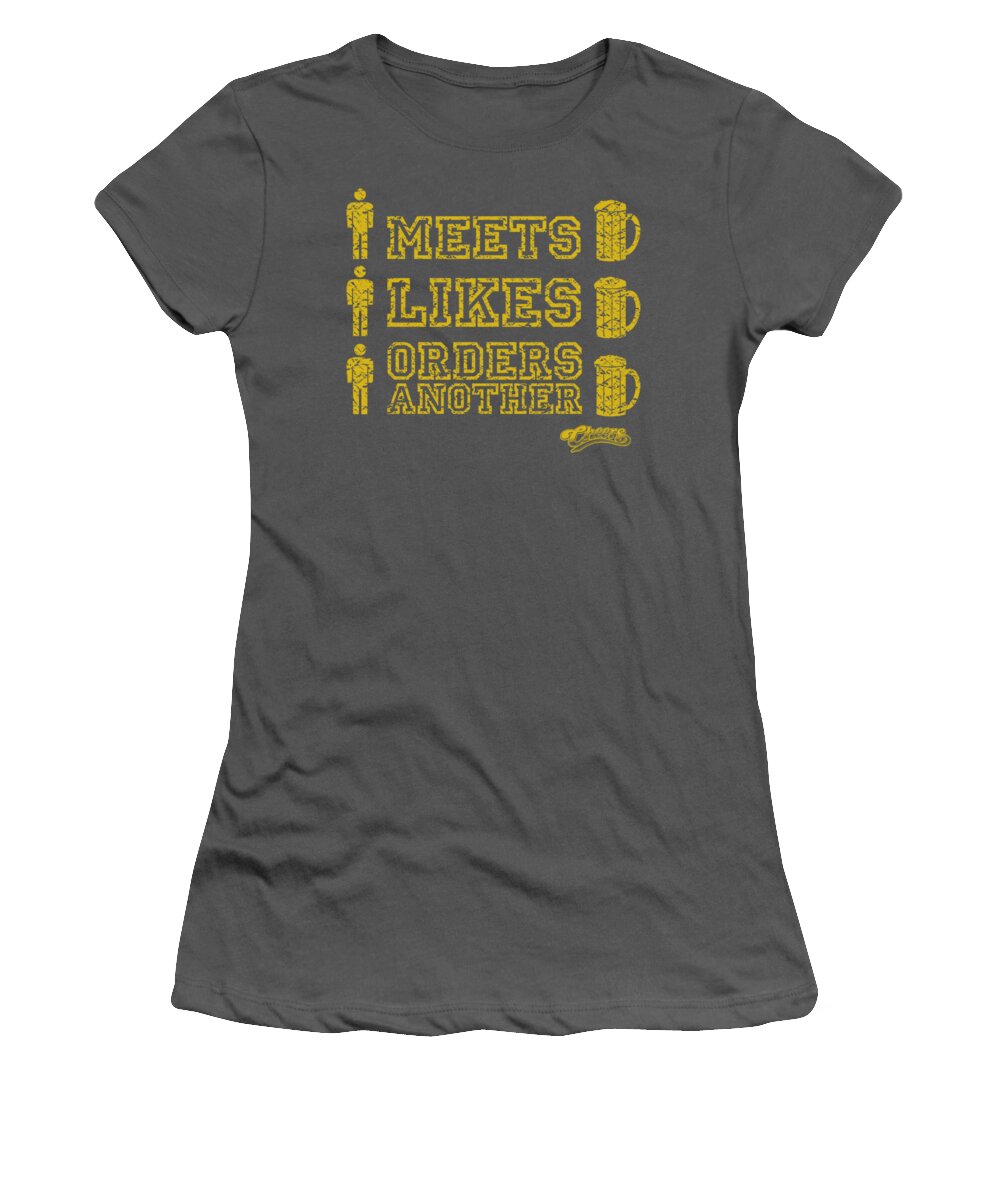 Cheers Women's T-Shirt featuring the digital art Cheers - Man Meets Beer by Brand A
