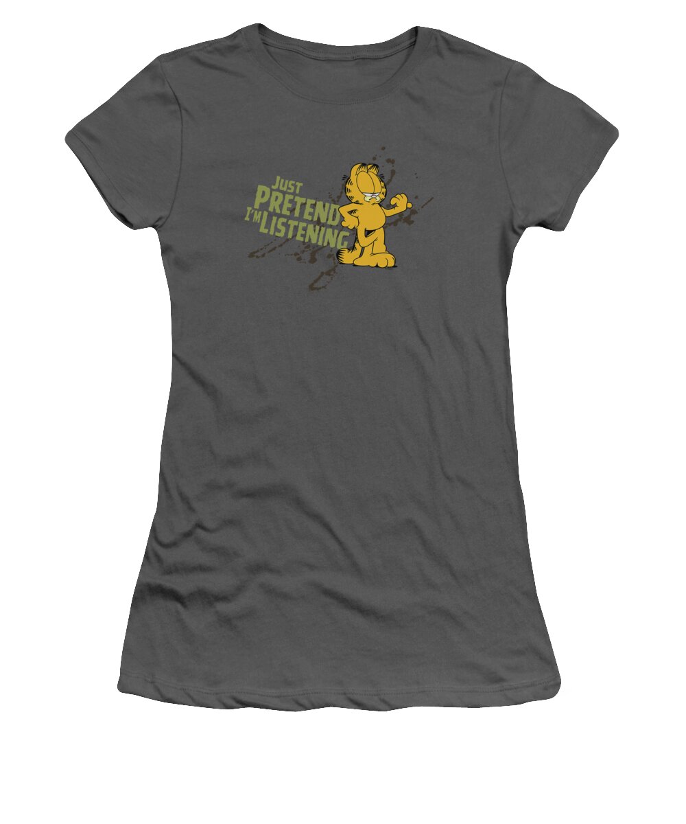 Garfield Women's T-Shirt featuring the digital art Garfield - Just Pretend I'm Listening by Brand A