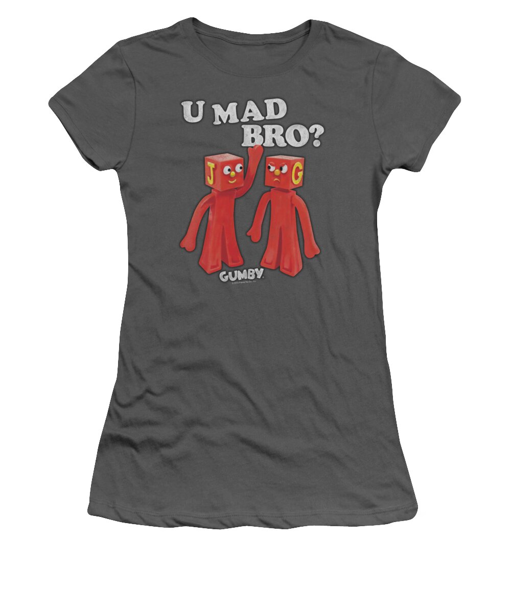 Gumby Women's T-Shirt featuring the digital art Gumby - U Mad Bro by Brand A