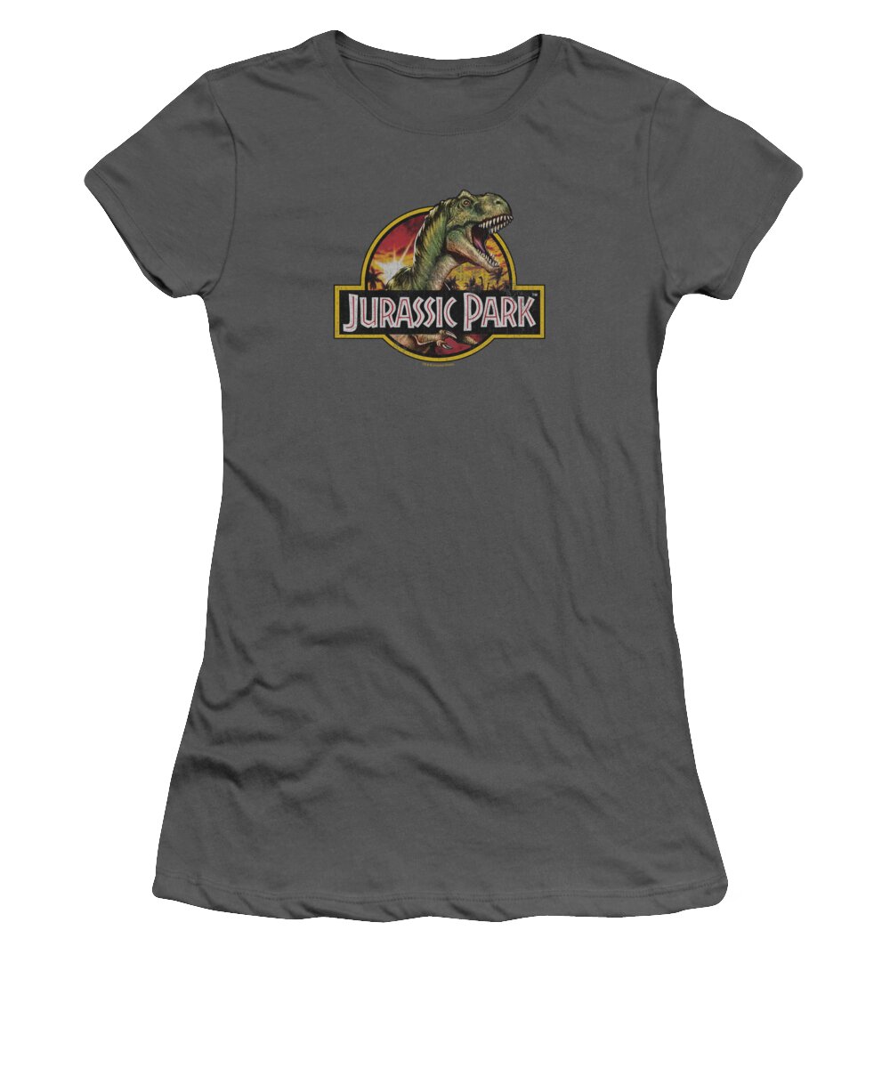 Jurassic Park Women's T-Shirt featuring the digital art Jurassic Park - Retro Rex by Brand A