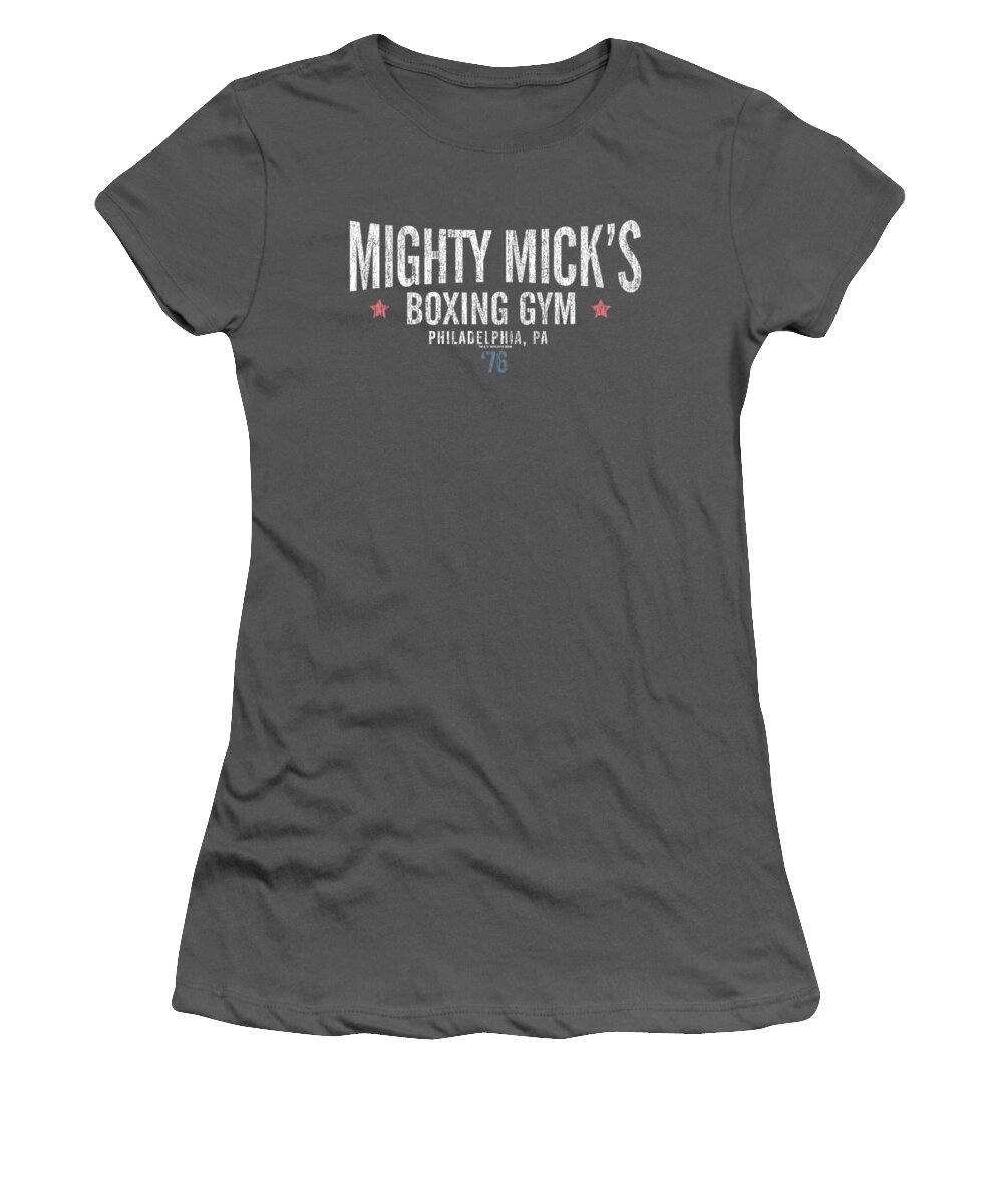 Women's T-Shirt featuring the digital art Rocky - Mighty Micks Boxing Gym by Brand A