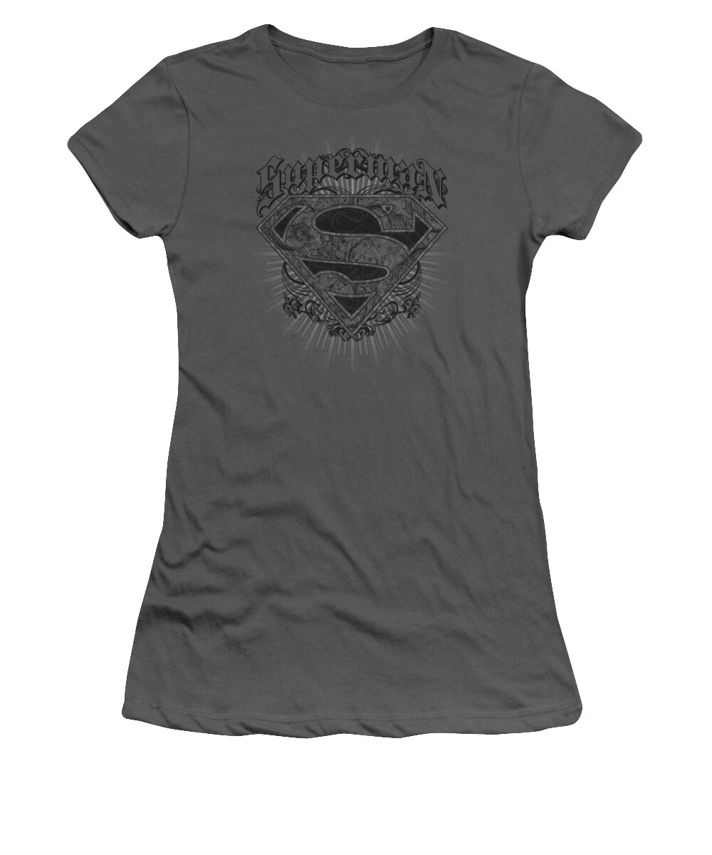 Superman Women's T-Shirt featuring the digital art Superman - Scrolling Shield by Brand A