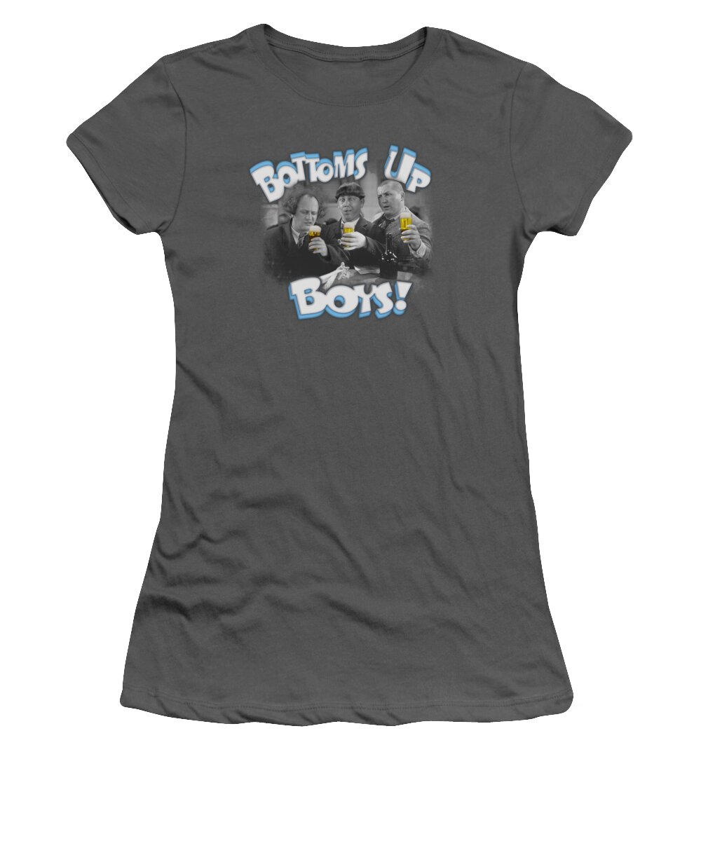 The Three Stooges Women's T-Shirt featuring the digital art Three Stooges - Bottoms Up by Brand A