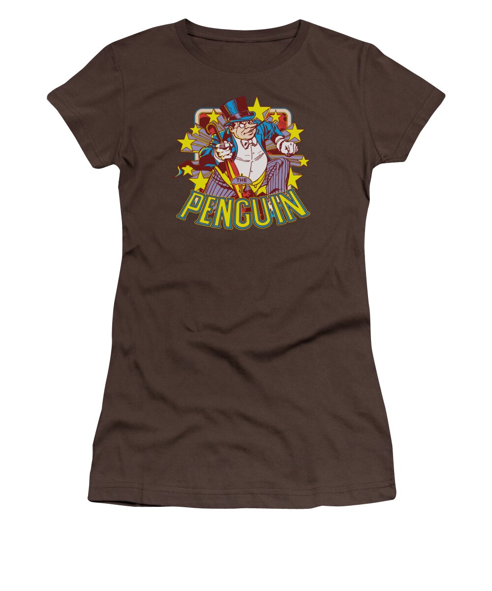 Dc Comics Women's T-Shirt featuring the digital art Dc - Penguin Stars by Brand A