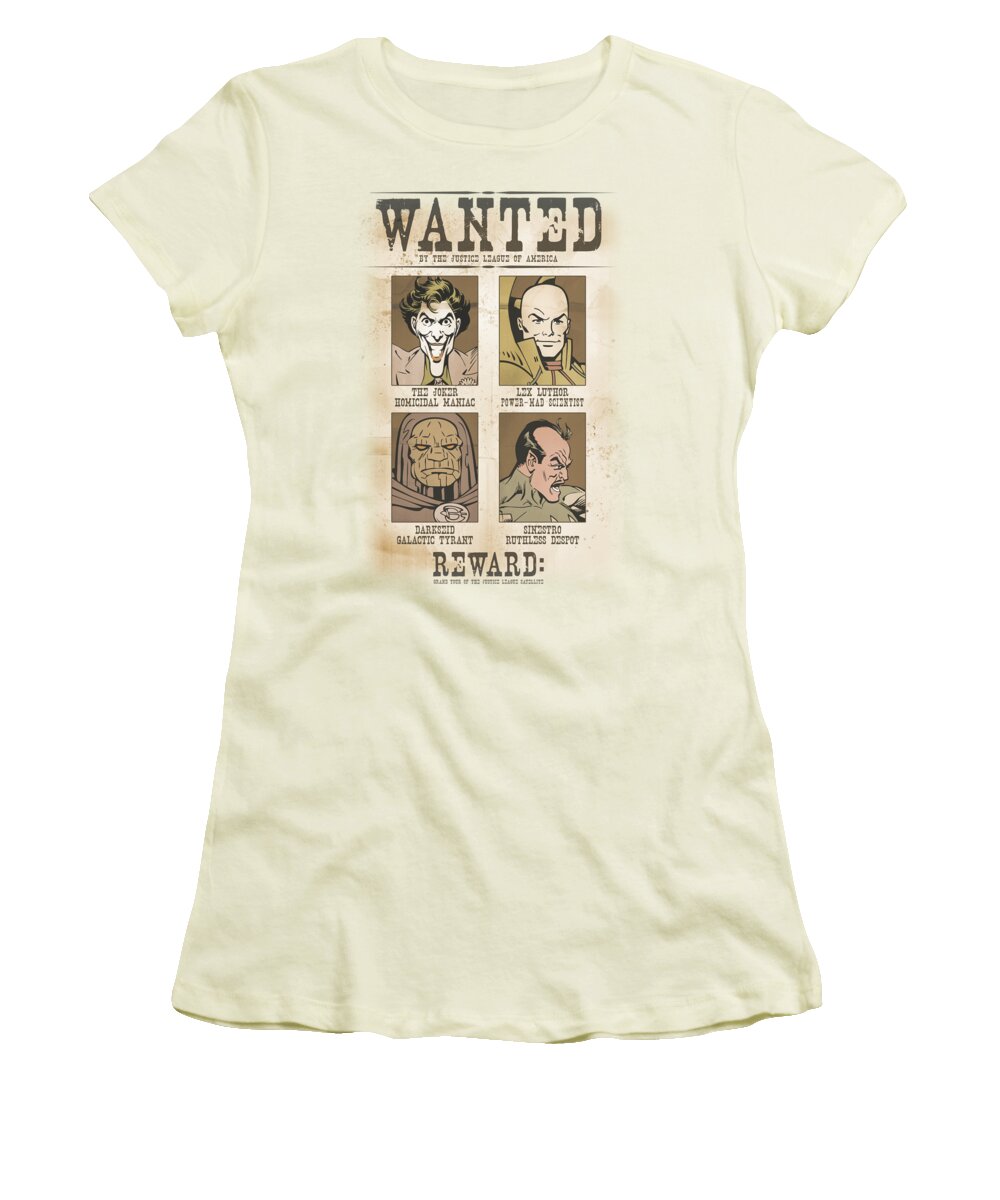 Dc Comics Women's T-Shirt featuring the digital art Dc - Wanted Poster by Brand A
