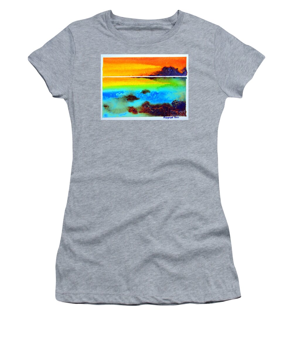 Australia Women's T-Shirt featuring the painting Western Australia ocean sunset by Roberto Gagliardi