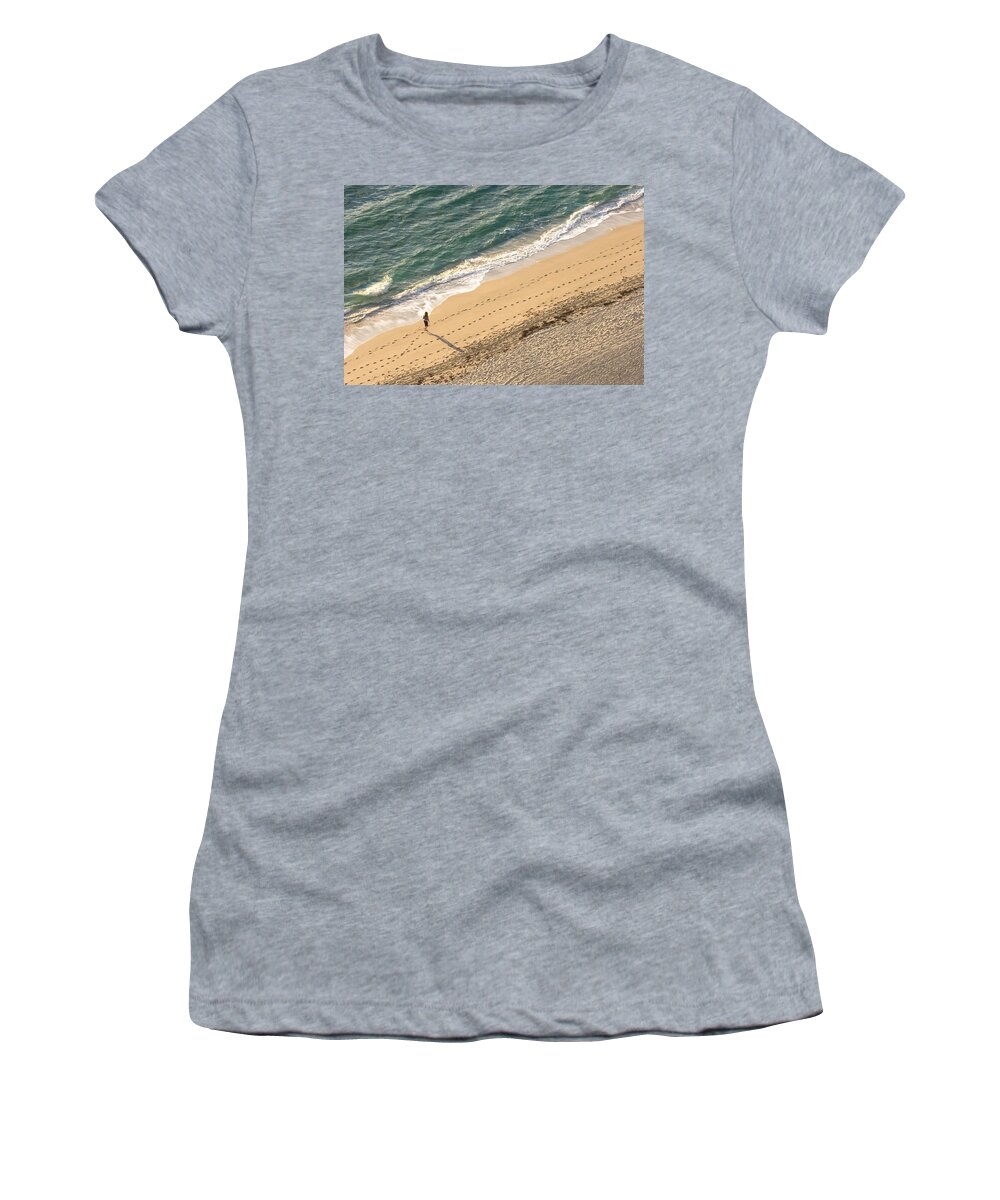 Beach Women's T-Shirt featuring the photograph Alone #1 by Ed Gleichman