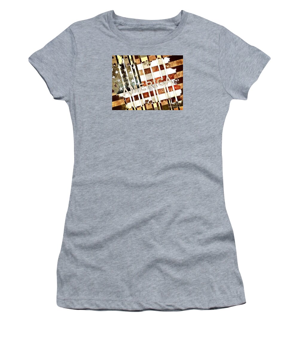 America Women's T-Shirt featuring the digital art America #2 by Phil Perkins