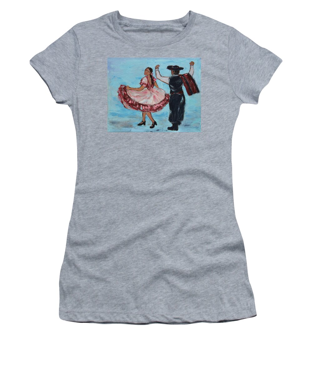 South America Women's T-Shirt featuring the painting Argentinian Folk Dance by Xueling Zou