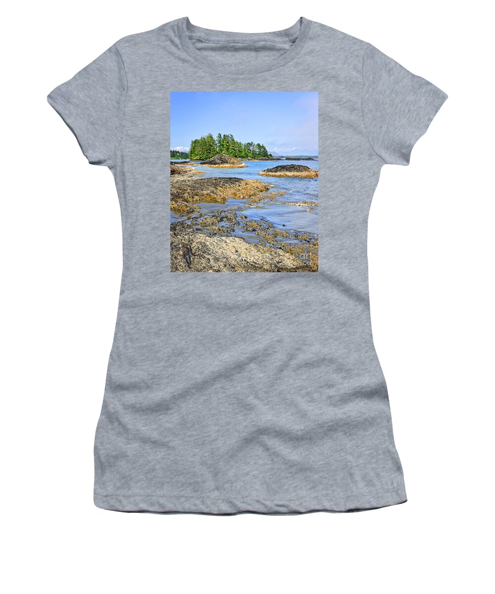 Pacific Women's T-Shirt featuring the photograph Coast of Pacific ocean on Vancouver Island 6 by Elena Elisseeva