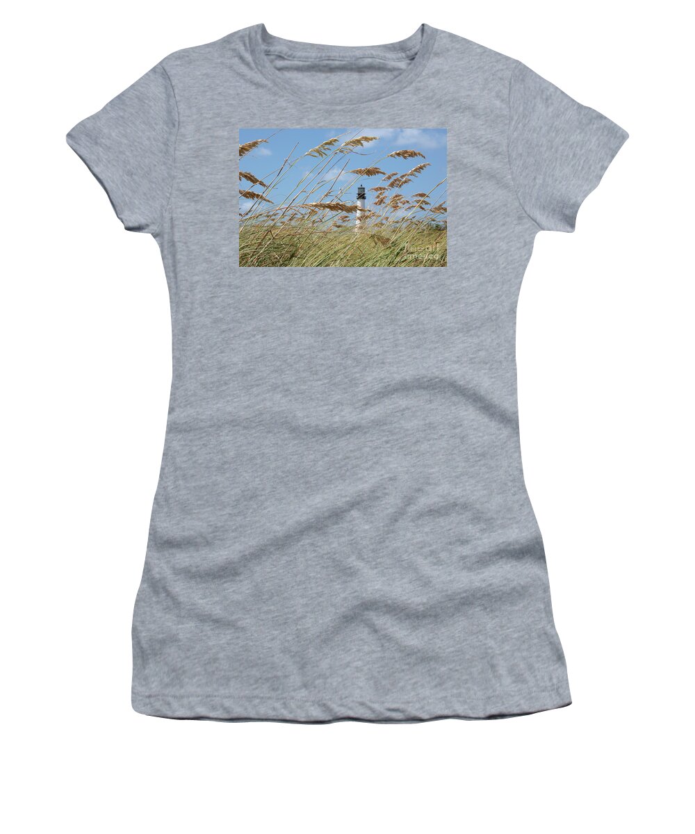 Cape Florida Lighthouse Women's T-Shirt featuring the photograph Day at the Beach #1 by Carol Groenen