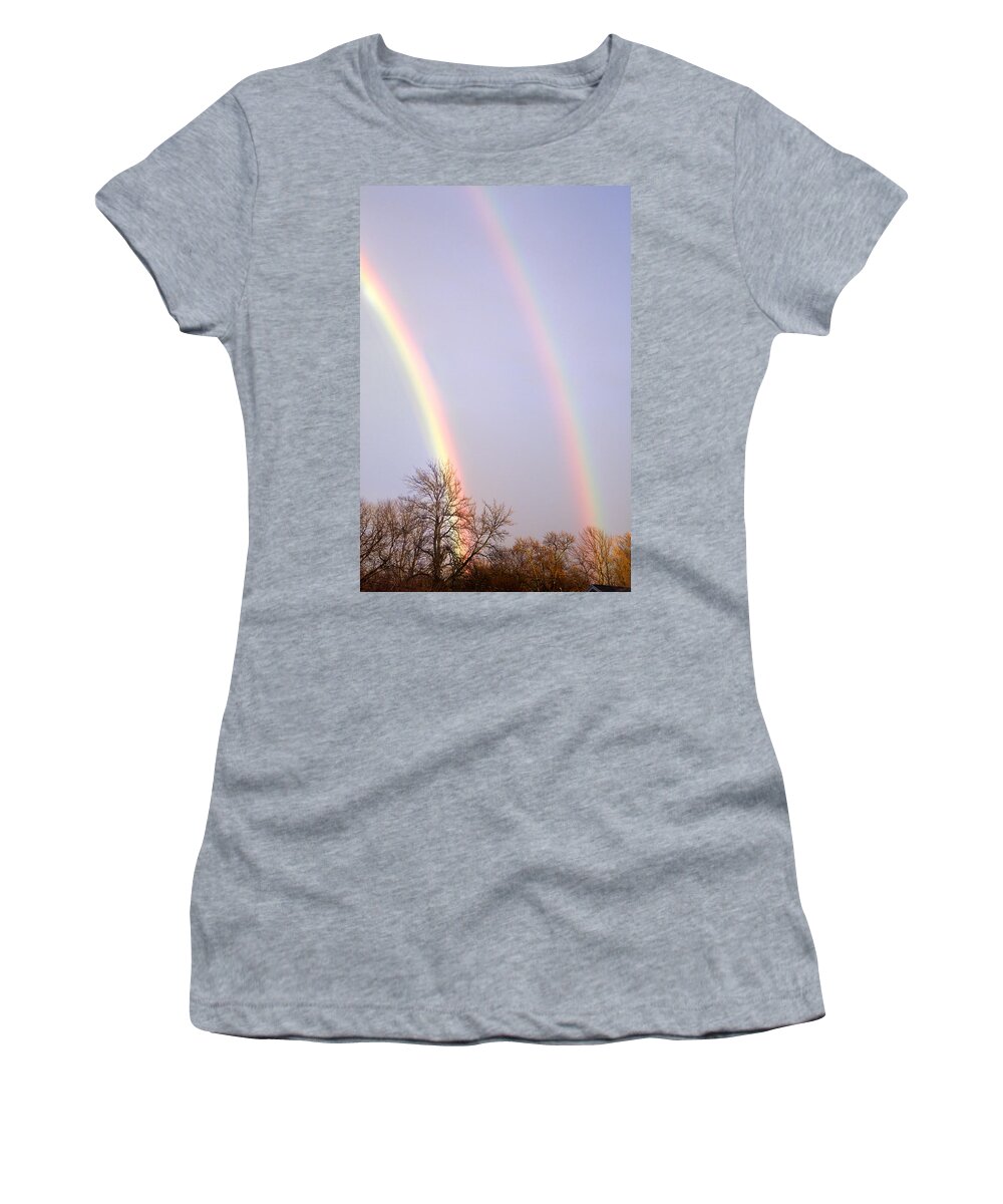 Rainbow Women's T-Shirt featuring the photograph Double Rainbow #1 by Courtney Webster