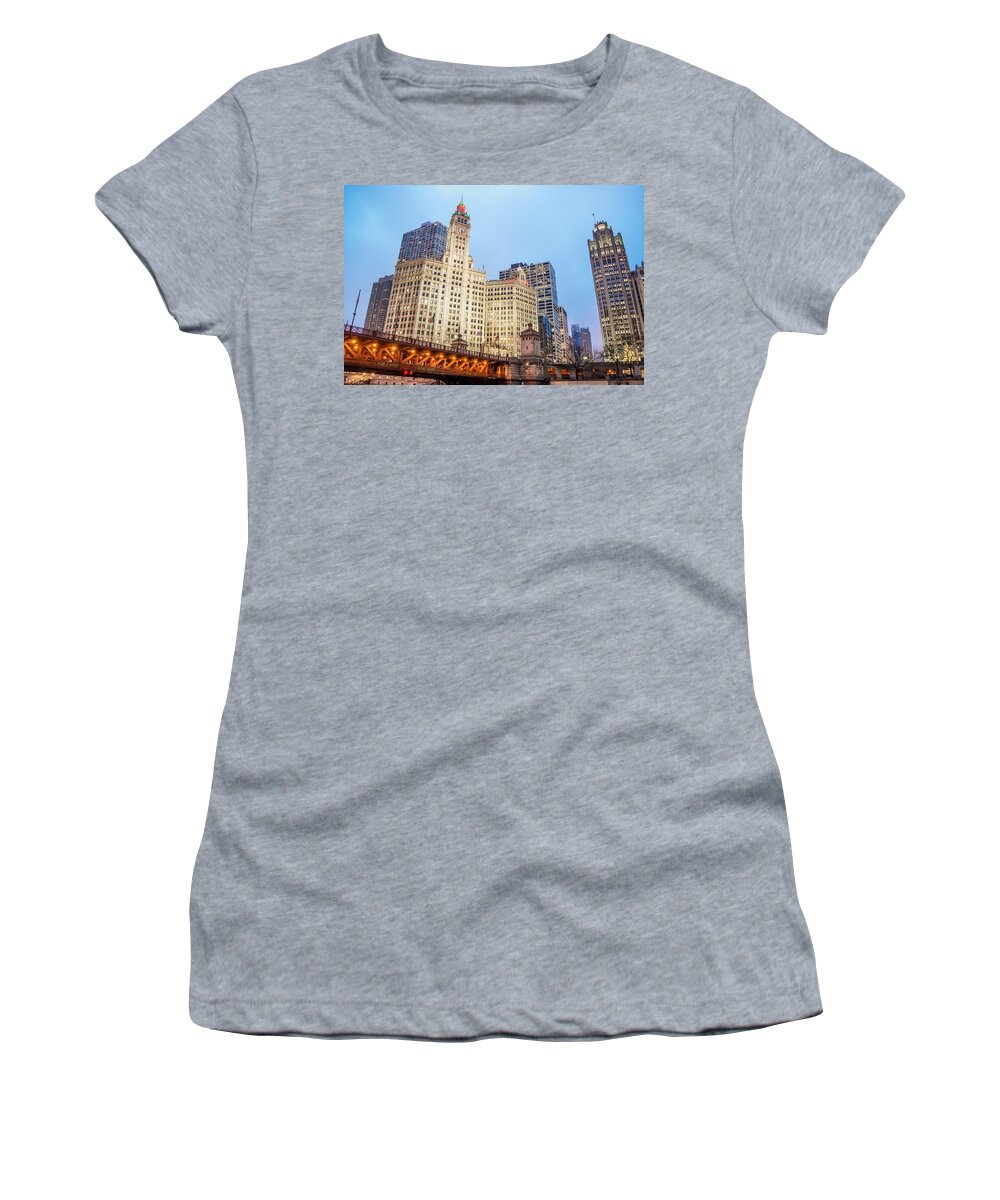 Architecture Women's T-Shirt featuring the photograph Downtown Chicago View #1 by Jess Kraft
