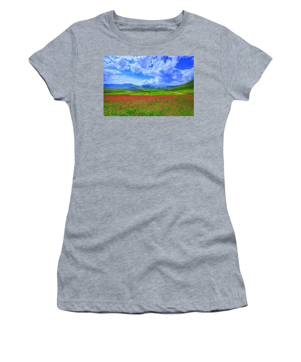 Flowers Women's T-Shirt featuring the photograph Fields of Dreams #1 by Midori Chan
