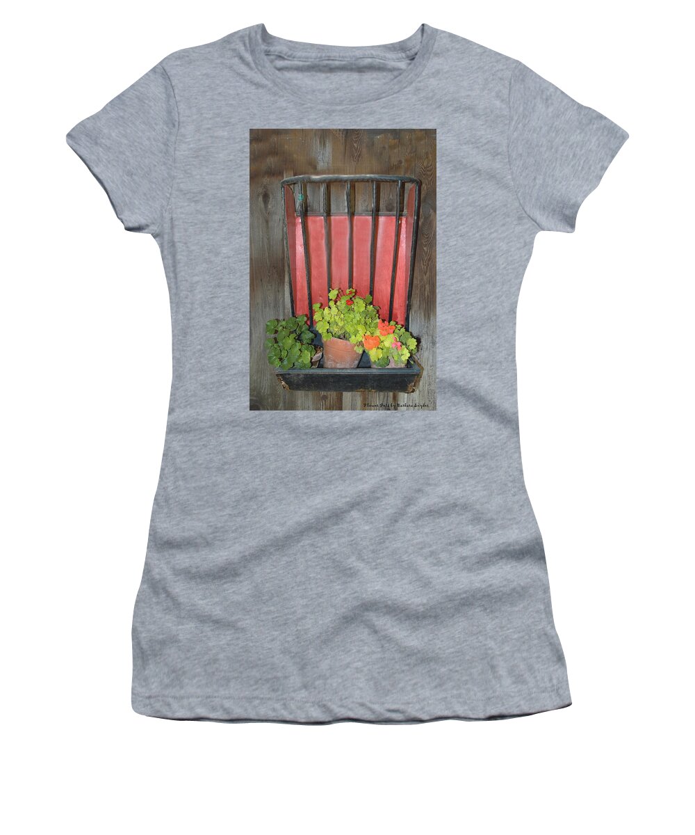 Flower Pots Women's T-Shirt featuring the photograph Flower Pots #1 by Barbara Snyder